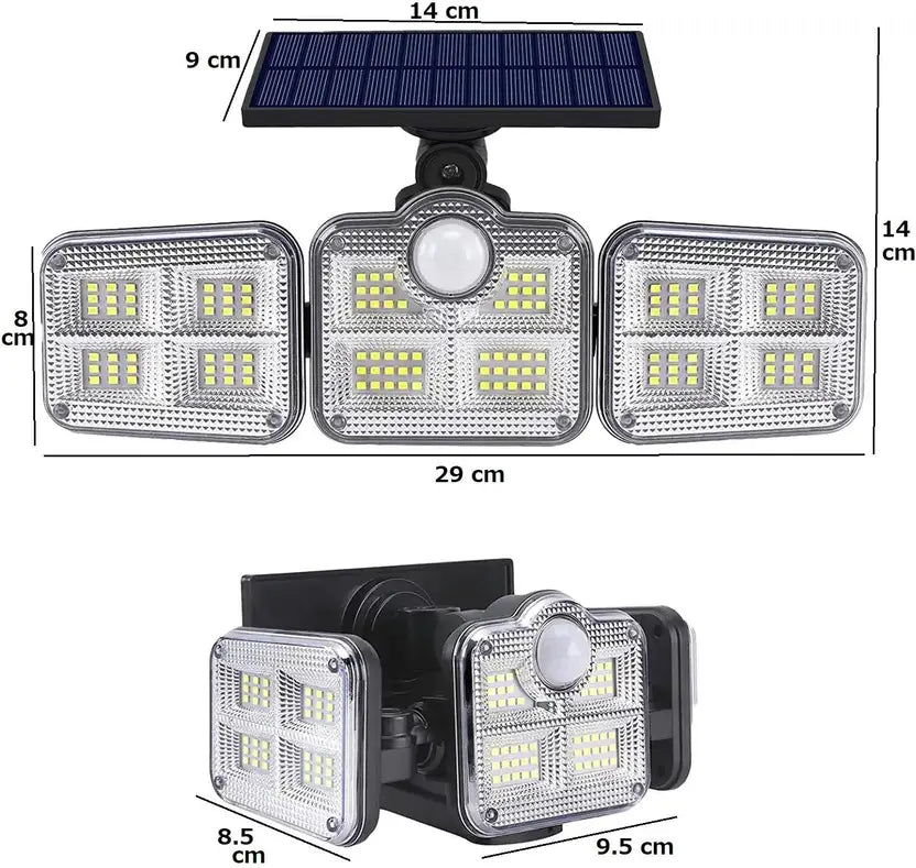 مصباح مستشعر حركة بثلاثة رؤوس قابلة للتوجيه